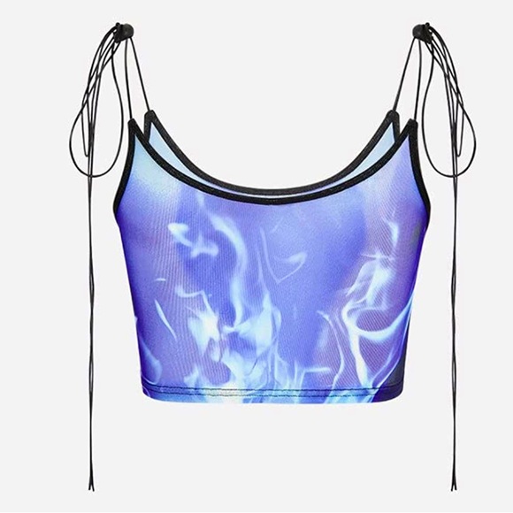 Lace Up Body Print Tie Dye Cami crop Tank Top with adjustable straps-BRAND NEW! - Picture 10 of 12